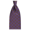 Viola Milano - Rosette Pattern Selftipped Silk Tie - Purple - Handmade in Italy - Luxury Exclusive Collection
