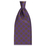 Viola Milano - Rosette Pattern Selftipped Silk Tie - Purple - Handmade in Italy - Luxury Exclusive Collection