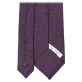 Viola Milano - Rosette Pattern Selftipped Silk Tie - Purple - Handmade in Italy - Luxury Exclusive Collection