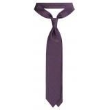 Viola Milano - Rosette Pattern Selftipped Silk Tie - Purple - Handmade in Italy - Luxury Exclusive Collection