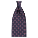 Viola Milano - Rosette Pattern Selftipped Silk Tie - Sea Navy - Handmade in Italy - Luxury Exclusive Collection