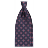 Viola Milano - Rosette Pattern Selftipped Silk Tie - Sea Navy - Handmade in Italy - Luxury Exclusive Collection
