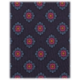 Viola Milano - Rosette Pattern Selftipped Silk Tie - Sea Navy - Handmade in Italy - Luxury Exclusive Collection