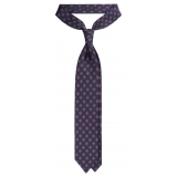 Viola Milano - Rosette Pattern Selftipped Silk Tie - Sea Navy - Handmade in Italy - Luxury Exclusive Collection