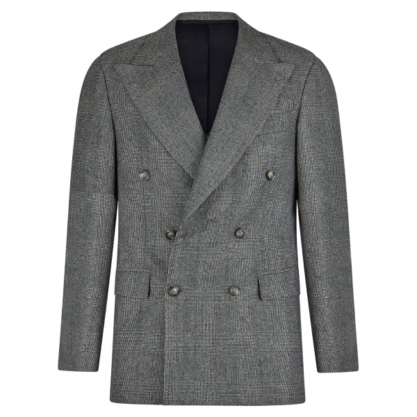 Viola Milano - Abito Doppiopetto in Flanella Sartoriale - Principe di Galles - Handmade in Italy - Luxury Exclusive Collection