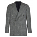 Viola Milano - Abito Doppiopetto in Flanella Sartoriale - Principe di Galles - Handmade in Italy - Luxury Exclusive Collection