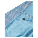 Viola Milano - Blazer Sartoriale Semi-foderato 100% Cashmere - Check Azzurro - Handmade in Italy - Luxury Exclusive Collection