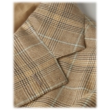 Viola Milano - Blazer Sartoriale Semi-Foderato 100% Cashmere - Beige Quadri - Handmade in Italy - Luxury Exclusive Collection