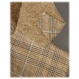 Viola Milano - Blazer Sartoriale Semi-Foderato 100% Cashmere - Beige Quadri - Handmade in Italy - Luxury Exclusive Collection