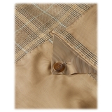 Viola Milano - Blazer Sartoriale Semi-Foderato 100% Cashmere - Beige Quadri - Handmade in Italy - Luxury Exclusive Collection