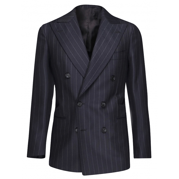 Viola Milano - Sartorial Half-Lined Cashmere Blend Blazer - Solid Navy - Handmade in Italy - Luxury Exclusive Collection