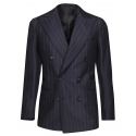 Viola Milano - Sartorial Half-Lined Cashmere Blend Blazer - Solid Navy - Handmade in Italy - Luxury Exclusive Collection