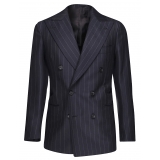 Viola Milano - Sartorial Half-Lined Cashmere Blend Blazer - Solid Navy - Handmade in Italy - Luxury Exclusive Collection