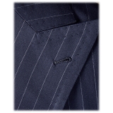 Viola Milano - Sartorial Half-Lined Double Breasted Suit - Navy Chalk Stripe - Handmade in Italy - Luxury Exclusive Collection