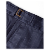 Viola Milano - Sartorial Half-Lined Double Breasted Suit - Navy Chalk Stripe - Handmade in Italy - Luxury Exclusive Collection