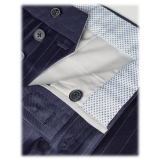 Viola Milano - Sartorial Half-Lined Double Breasted Suit - Navy Chalk Stripe - Handmade in Italy - Luxury Exclusive Collection
