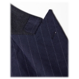 Viola Milano - Sartorial Half-Lined Double Breasted Suit - Navy Chalk Stripe - Handmade in Italy - Luxury Exclusive Collection