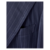 Viola Milano - Sartorial Half-Lined Double Breasted Suit - Navy Chalk Stripe - Handmade in Italy - Luxury Exclusive Collection