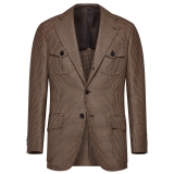 Viola Milano - Sartorial Limited Sports Safari Blazer - Dog Tooth Brown Mix - Handmade in Italy - Luxury Exclusive Collection
