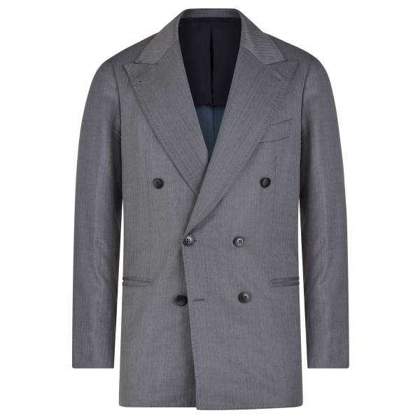 Viola Milano - Sartorial Half-Lined Double Breasted Suit - Sea Solaro - Handmade in Italy - Luxury Exclusive Collection