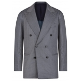 Viola Milano - Sartorial Half-Lined Double Breasted Suit - Sea Solaro - Handmade in Italy - Luxury Exclusive Collection