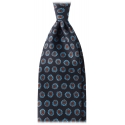 Viola Milano - Sea Floral Handprinted Selftipped Silk Tie - Navy - Handmade in Italy - Luxury Exclusive Collection