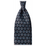 Viola Milano - Sea Floral Handprinted Selftipped Silk Tie - Navy - Handmade in Italy - Luxury Exclusive Collection