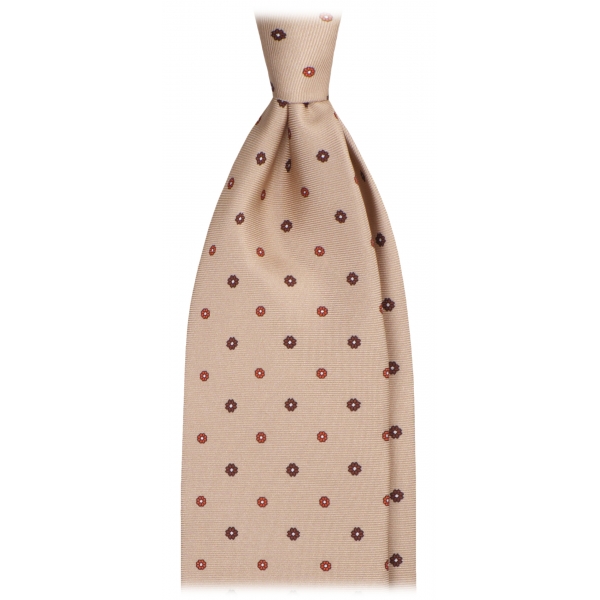 Viola Milano - Sicilian Floral Selftipped Silk Tie - Sand Mix - Handmade in Italy - Luxury Exclusive Collection