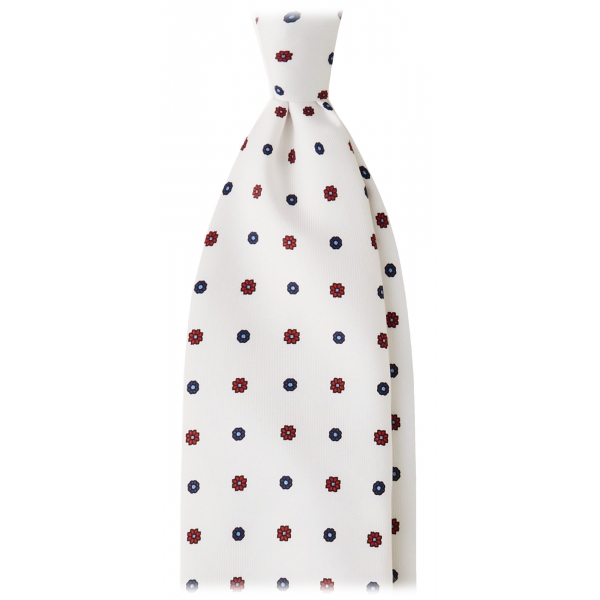 Viola Milano - Sicilian Floral Untipped Silk Tie - White - Handmade in Italy - Luxury Exclusive Collection