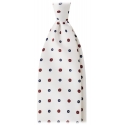 Viola Milano - Sicilian Floral Untipped Silk Tie - White - Handmade in Italy - Luxury Exclusive Collection
