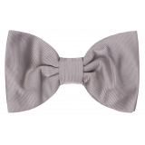 Viola Milano - Silver Ready-Tie Grosgrain Bow-Tie - Handmade in Italy - Luxury Exclusive Collection