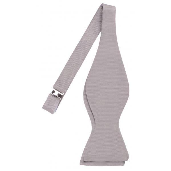 Viola Milano - Silver Self-Tie Grosgrain Bow-Tie - Handmade in Italy - Luxury Exclusive Collection