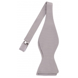Viola Milano - Silver Self-Tie Grosgrain Bow-Tie - Handmade in Italy - Luxury Exclusive Collection
