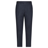 Viola Milano - Pantaloni in Denim Sartoriali a Pieghe Singole - Classici - Handmade in Italy - Luxury Exclusive Collection