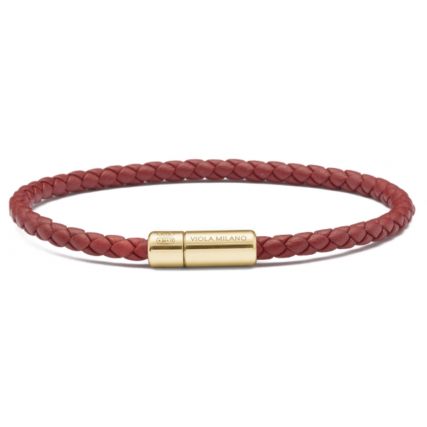Viola Milano - Bracciale in Pelle Italiana a Giro Singolo - Marrone Medio - Handmade in Italy - Luxury Exclusive Collection