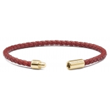 Viola Milano - Bracciale in Pelle Italiana a Giro Singolo - Marrone Medio - Handmade in Italy - Luxury Exclusive Collection