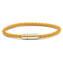 Viola Milano - Bracciale in Pelle Italiana a Giro Singolo - Senape - Handmade in Italy - Luxury Exclusive Collection