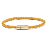 Viola Milano - Bracciale in Pelle Italiana a Giro Singolo - Senape - Handmade in Italy - Luxury Exclusive Collection