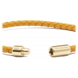 Viola Milano - Bracciale in Pelle Italiana a Giro Singolo - Senape - Handmade in Italy - Luxury Exclusive Collection