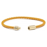 Viola Milano - Bracciale in Pelle Italiana a Giro Singolo - Senape - Handmade in Italy - Luxury Exclusive Collection