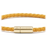 Viola Milano - Bracciale in Pelle Italiana a Giro Singolo - Senape - Handmade in Italy - Luxury Exclusive Collection