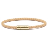 Viola Milano - Bracciale in Pelle Italiana a Giro Singolo - Giallo Pallido - Handmade in Italy - Luxury Exclusive Collection