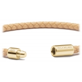 Viola Milano - Bracciale in Pelle Italiana a Giro Singolo - Giallo Pallido - Handmade in Italy - Luxury Exclusive Collection