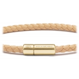 Viola Milano - Bracciale in Pelle Italiana a Giro Singolo - Giallo Pallido - Handmade in Italy - Luxury Exclusive Collection