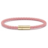 Viola Milano - Bracciale in Pelle Italiana a Giro Singolo - Rosa - Handmade in Italy - Luxury Exclusive Collection