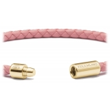 Viola Milano - Bracciale in Pelle Italiana a Giro Singolo - Rosa - Handmade in Italy - Luxury Exclusive Collection