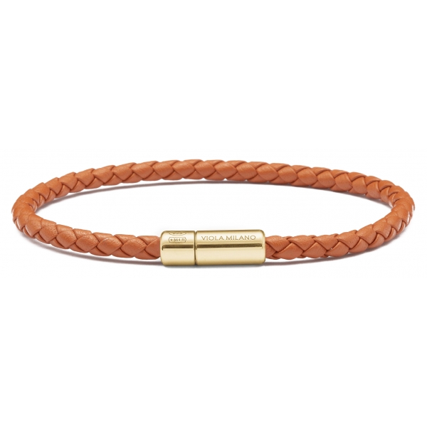 Viola Milano - Bracciale in Pelle Italiana a Giro Singolo - Polo Marrone - Handmade in Italy - Luxury Exclusive Collection