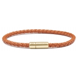 Viola Milano - Bracciale in Pelle Italiana a Giro Singolo - Polo Marrone - Handmade in Italy - Luxury Exclusive Collection