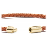 Viola Milano - Bracciale in Pelle Italiana a Giro Singolo - Polo Marrone - Handmade in Italy - Luxury Exclusive Collection