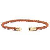 Viola Milano - Bracciale in Pelle Italiana a Giro Singolo - Polo Marrone - Handmade in Italy - Luxury Exclusive Collection